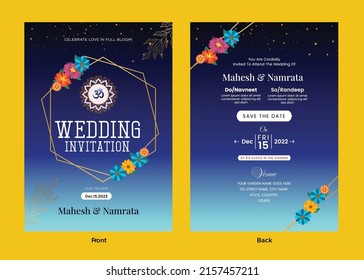 Beautiful Indian wedding invitation card template design.