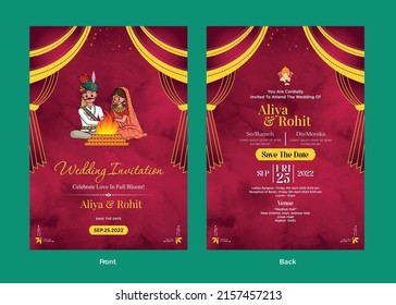 Beautiful Indian wedding invitation card template design.