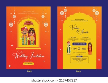 Beautiful Indian wedding invitation card template design.