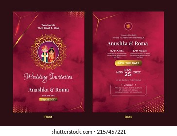 Beautiful Indian wedding invitation card template design.