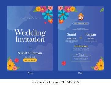 Beautiful Indian wedding invitation card template design.