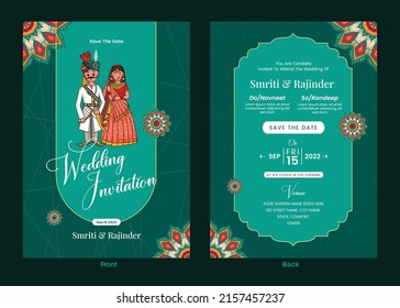 Beautiful Indian wedding invitation card template design.