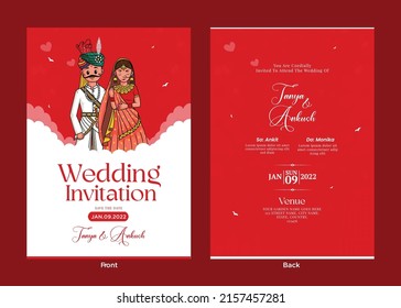 Beautiful Indian wedding invitation card template design.