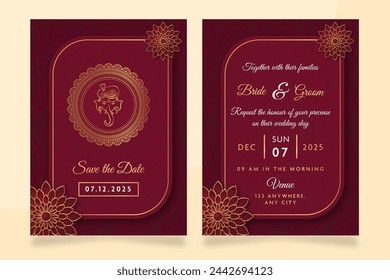 Beautiful Indian Wedding Invitation Card Template with event details.