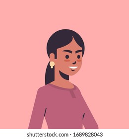beautiful indian woman looking in camera smiling female cartoon character portrait vector illustration