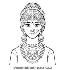 Beautiful Indian Woman Traditional Outfit Antistress Stock Vector ...