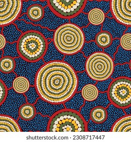 Beautiful Indigenous seamless pattern based in universe with galaxies form. 