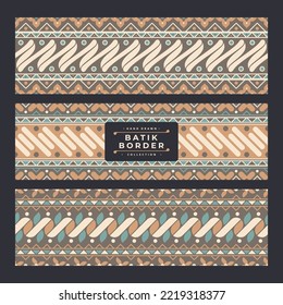 hermosa colección de vectores de frontera de batik indonesio