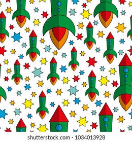 beautiful infinite cosmic pattern, rockets, stars, space, background