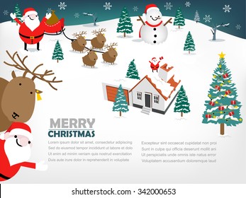 beautiful info-graphic design of christmas, info-graphic of christmas consist of Santa Claus, Reindeer, Snow man, Christmas tree, fireplace, winter,gift