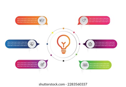 Hermosa plantilla infográfica. Plantilla de negocio de vectores para presentación. Concepto creativo para infografías con seis opciones.