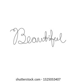 Beautiful inscription continuous line drawing, hand lettering small tattoo, print for clothes, emblem or logo design, one single line on a white background, isolated vector illustration.