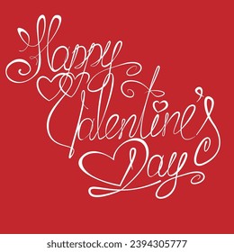 beautiful inscription Happy Valentine's Day on a red background