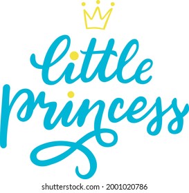 Beautiful inscription little princess for various applications in blue color