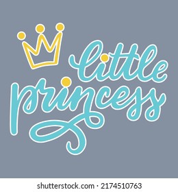 Beautiful inscription little princess with a white outline in blue.