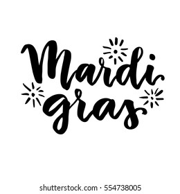 Beautiful inscription Mardi Gras. For holiday. Mardi Gras Lettering with Swirl Elements