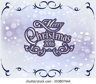 beautiful inscription Merry Christmas on blurred background