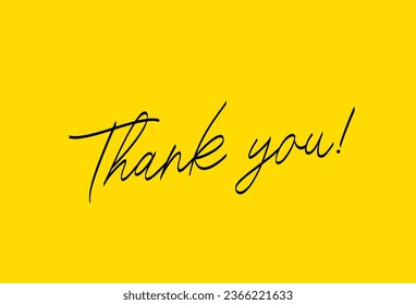 Beautiful inscription - Thank you! Modern stylish elegant calligraphic font. Lettering. Vector illustration on a yellow background.