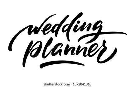 Beautiful inscription Wedding Planner. For brides in preparation for the wedding day. Hand lettering brush.