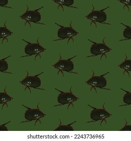 Beautiful insects on seamless background