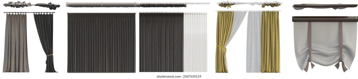 Beautiful interior curtains  in 3d rendering
