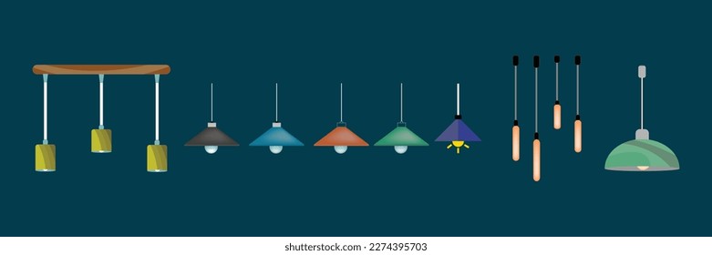 Beautiful interior light Vector, Bulb collection, and soft background. lights illustration.