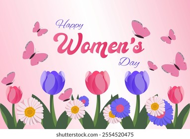 Beautiful International Women’s Day Artwork with Inspirational Text and Colorful Flower