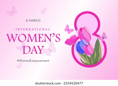 Beautiful International Women’s Day Artwork with Inspirational Text and Colorful Flower