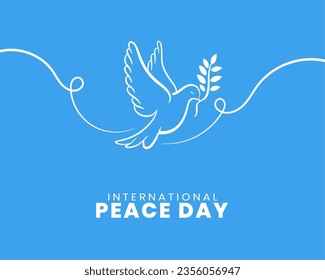 beautiful international peace day message poster with flying pigeon vector