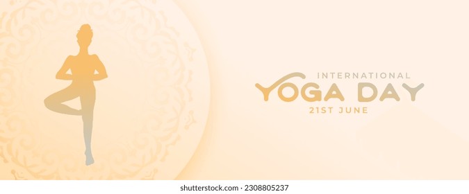 beautiful international yoga day banner for relaxation and calmness vector