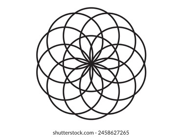 Beautiful Intertecting CIrcles with Linear style art. Editable Clip Art.