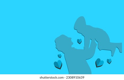 beautiful and intimate family template design vector. Happy mother's day greeting card design with confetti heart on light blue colors background. for banner, flyer, invitation, brochure, poster.