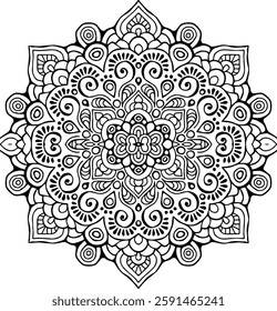 Beautiful Intricate Mandala Art – Black and White Vector