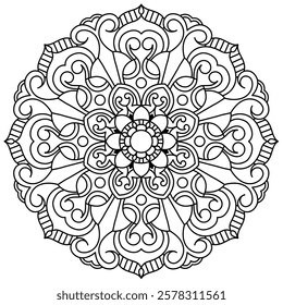 beautiful and intricate mandala design for coloring book , mandala art for henna design and wall art
