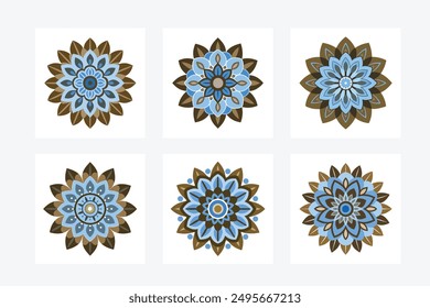 Beautiful intricate mandala vector art illustration design set, perfect for creating detailed and decorative patterns. Ideal for artistic, geometric, and spiritual projects.