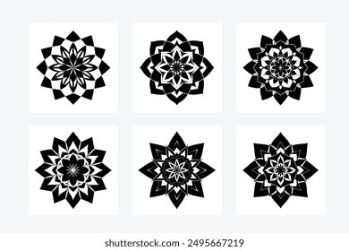 Beautiful intricate mandala vector art illustration design set, perfect for creating detailed and decorative patterns. Ideal for artistic, geometric, and spiritual projects.