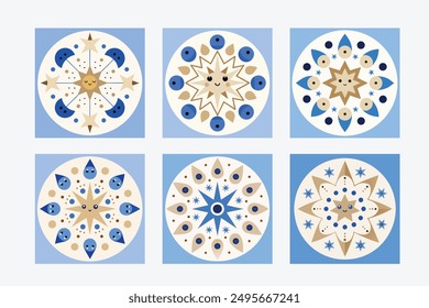 Beautiful intricate mandala vector art illustration design set, perfect for creating detailed and decorative patterns. Ideal for artistic, geometric, and spiritual projects.