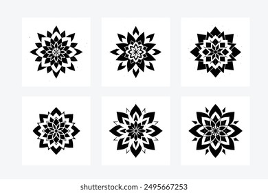 Beautiful intricate mandala vector art illustration design set, perfect for creating detailed and decorative patterns. Ideal for artistic, geometric, and spiritual projects.