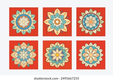 Beautiful intricate mandala vector art illustration design set, perfect for creating detailed and decorative patterns. Ideal for artistic, geometric, and spiritual projects.
