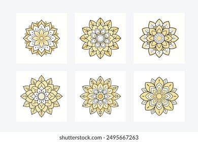 Beautiful intricate mandala vector art illustration design set, perfect for creating detailed and decorative patterns. Ideal for artistic, geometric, and spiritual projects.