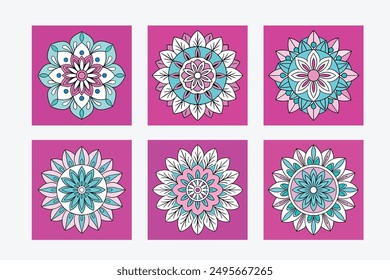 Beautiful intricate mandala vector art illustration design set, perfect for creating detailed and decorative patterns. Ideal for artistic, geometric, and spiritual projects.