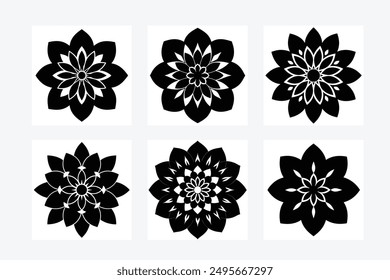 Beautiful intricate mandala vector art illustration design set, perfect for creating detailed and decorative patterns. Ideal for artistic, geometric, and spiritual projects.