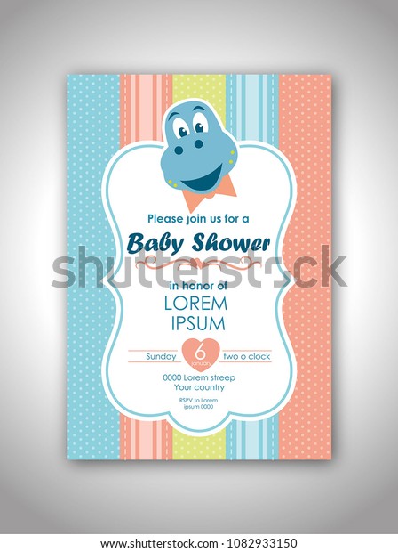Beautiful Invitation Card Baby Shower Boy Stock Vector Royalty