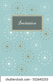 beautiful invitation card for ceremony, function or party, aqua blue color with circular dotted texture 