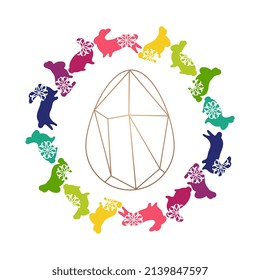Hermosa tarjeta de invitación con colorida Pascua sobre fondo blanco para el diseño de la decoración.