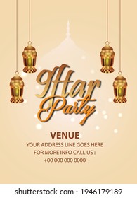 A beautiful invitation card and  flyer for iftar dinner celebration Party