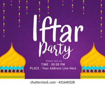 A Beautiful invitation card for iftar party.Ramadan mubarak,iftar party celebration background.