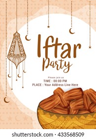 A Beautiful invitation card for iftar party.Ramadan mubarak,iftar party celebration background.