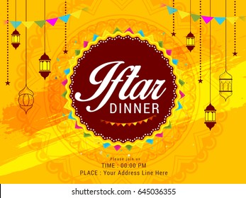 A Beautiful Invitation Card Of Ramadan Kareem Iftar Celebration Party Background.