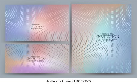 Beautiful invitation cards with halfton effect background. Vector illustration
